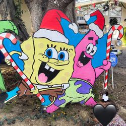 Christmas Cutouts Yard Art Decorations Sponge Bob