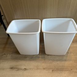 (2) Rubbermaid Small Kitchen Bathroom Trash Can, 9 Gallons, White, Waste Basket for Under Counter/Kitchen/Office/Bedroom/Bathroom