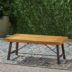 Christopher Knight Home Catriona Outdoor Acacia Wood Coffee Table, Teak Finish / Rustic Metal Brown and Black