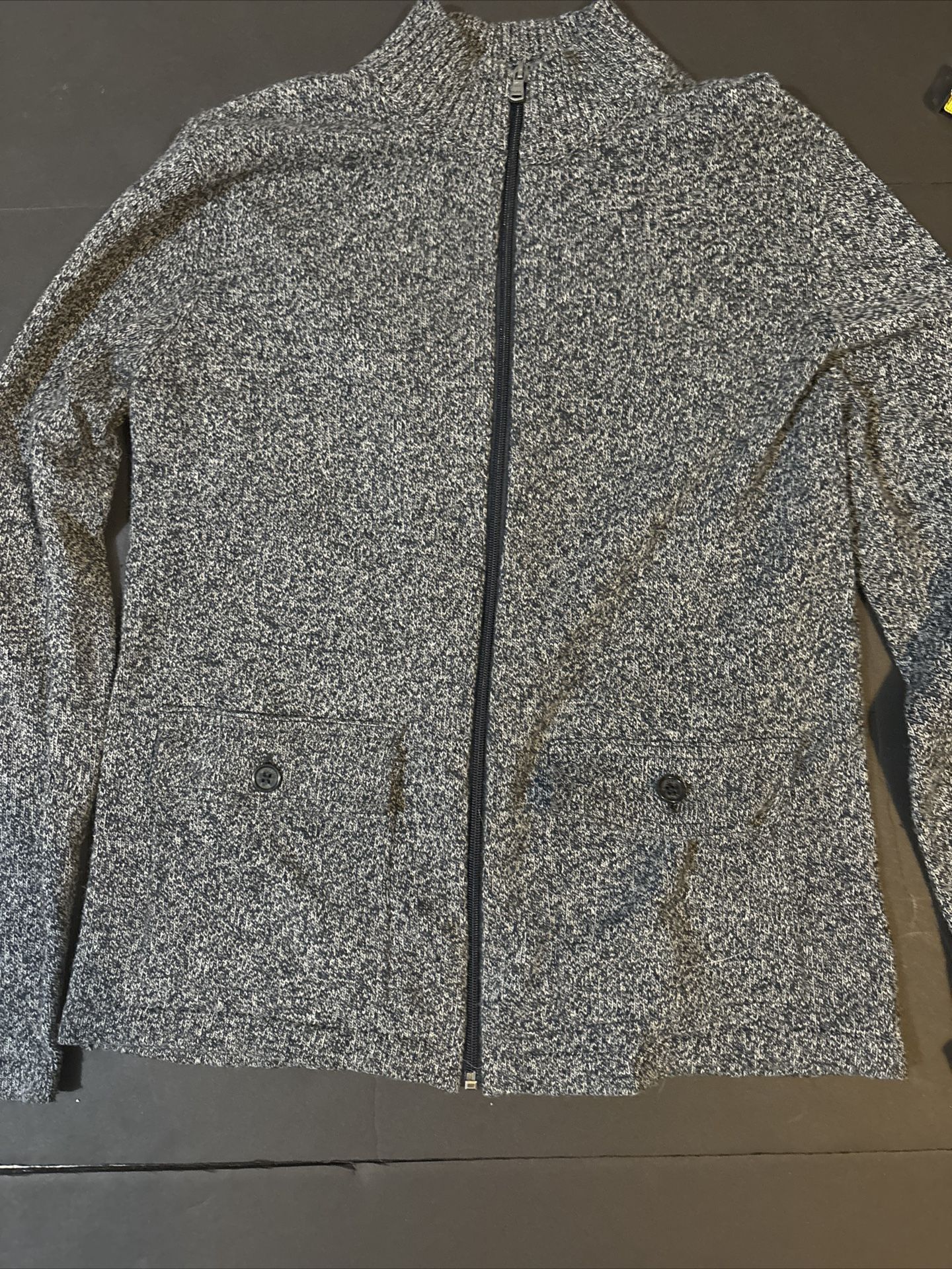Michael Kors Men's Medium Gray Long Sleeve Full Zip Fleece Turtle Neck Jacket