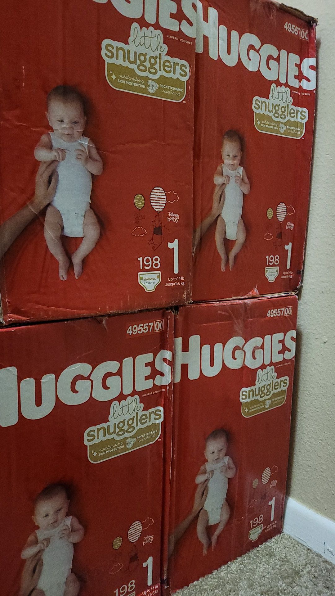 4 boxes for $115 Diapers