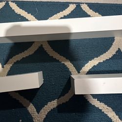 White Wooden Shelves - Easy Mount