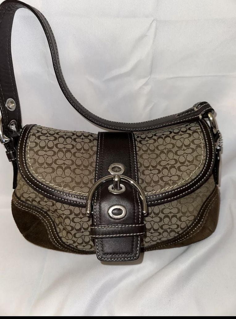 Coach Khaki/Brown Signature SOHO Hobo Shoulder Bag