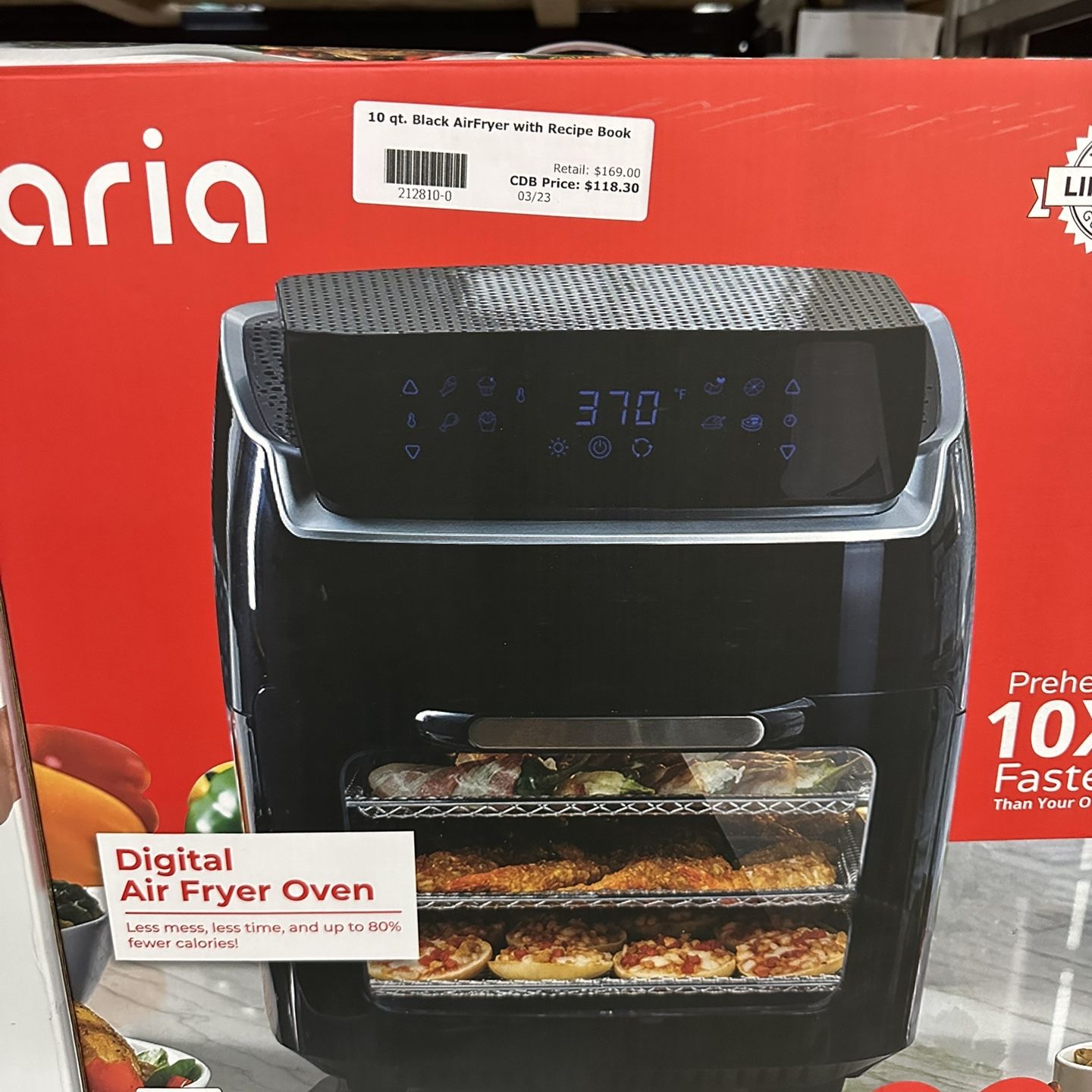 ARIA 10 Qt. Black AirFryer with Recipe Book in 2023