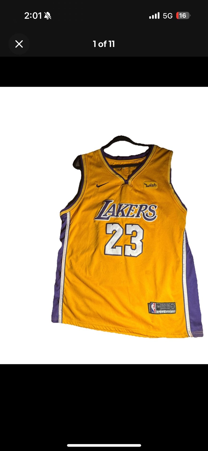 Nike LeBron James 23 Swingman Jersey Lakers Icon 2020-2021 XXL Tight-WishPatch