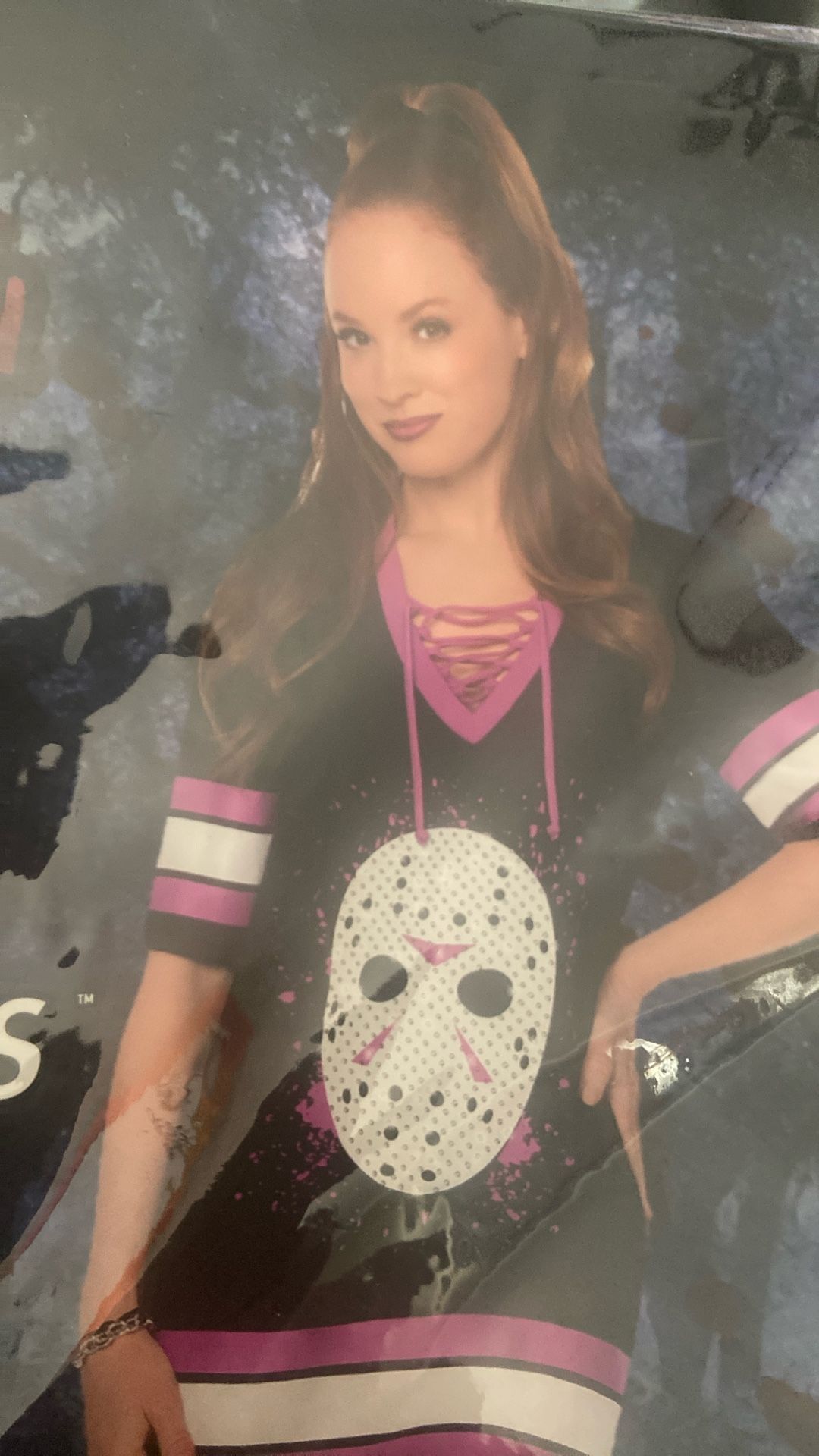 JASON VOORHEES PINK DRESS SHIRT ADULT SIZE MED 6-8