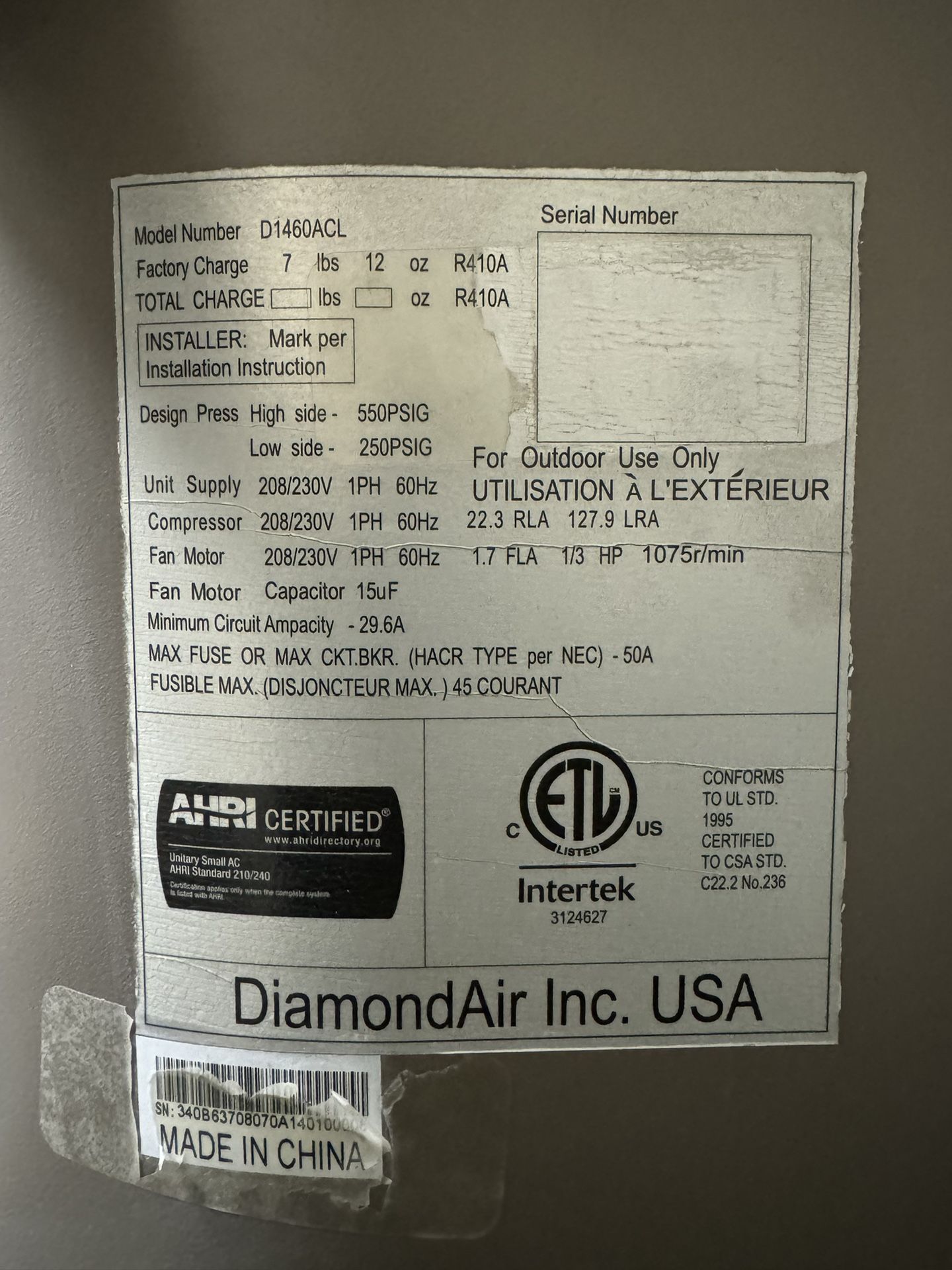 Diamond Air Ton AC
