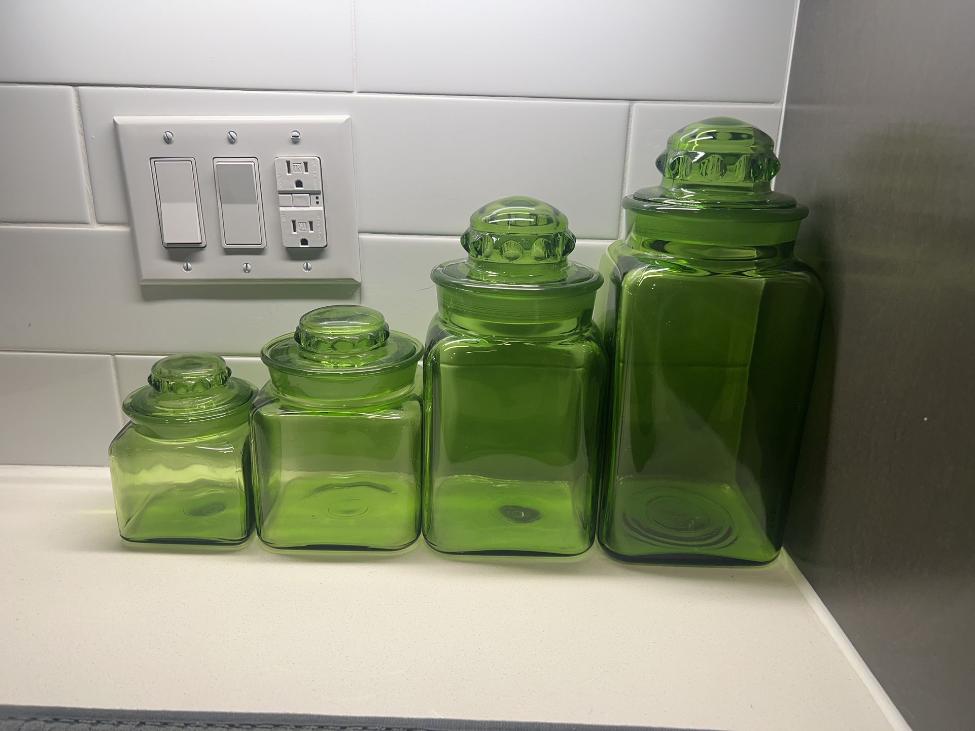 Green Glass Canisters
