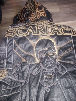 Vintage Italy leather Scarface coat .