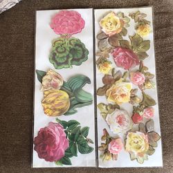 NEW Victorian Style Roses Tulips Scrapbook Foam Stickers 