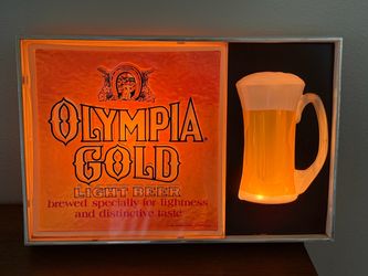 Vintage Olympia gold light beer 70s light up sign plastic 21 x 15 x 4.5 USA made