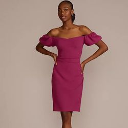 DB Studio off-the-shoulder puff sleeve midi dress