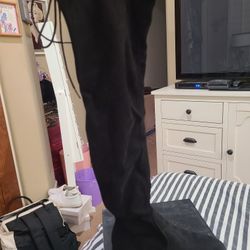 Black Velvet Thigh High Flat Boots