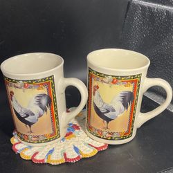Bay Island Rooster Coffee Mug Pair