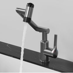 Bathroom Sink Faucet, Single Handle Bathroom Faucet with 4 Water Outlet Modes, Bathroom Faucet 1 Hole with 360° Rotatable, Faucets for Sinks, Bar, RV,