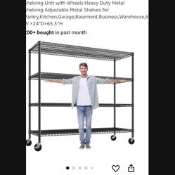 Wheels Heavy $40 Off duty Metal shelving Adjustable antry, Kitchen, Garage, Bus., Warehouse