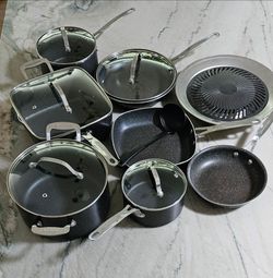 Granitestone cookware set and stove top grill
