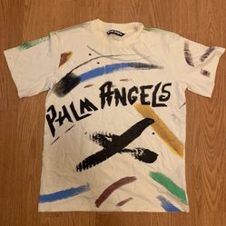 Palm Angels White Graphic Tee Shirt Paint