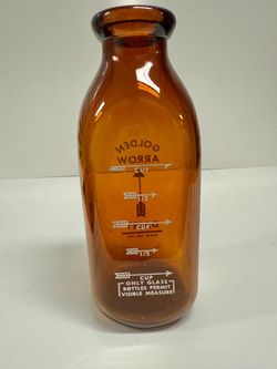 Vintage Golden Arrow Dairy 1955 Amber Milk Bottle Escondido / San Diego California