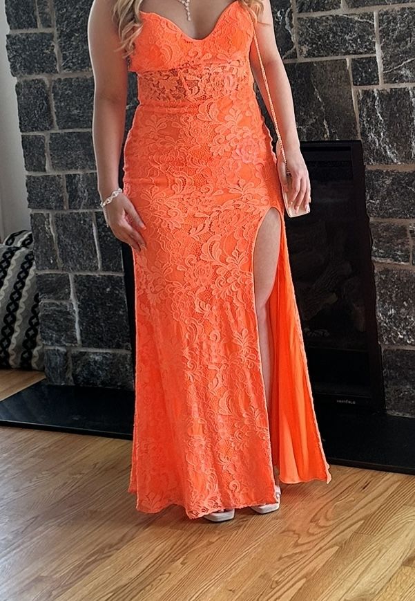 open lace back dress Ladivine CD0230 Beaded Sheer Corset A Line Maxi Slit Prom Dress Shimmer Ballgown Formal 12 / Black main image 1