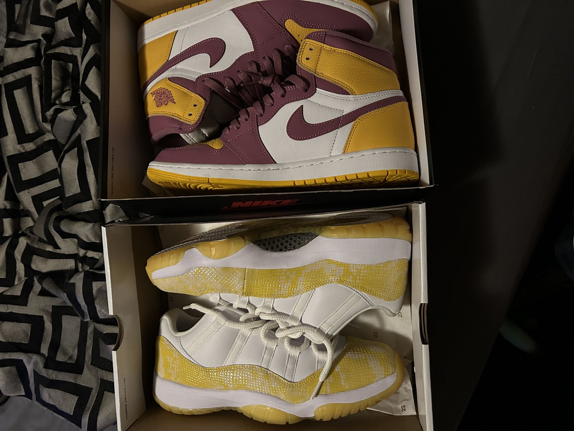 Snakeskin Low 11s Size 12 Women’s (10.5 Men) And Brotherhood 1s Size 10.5 