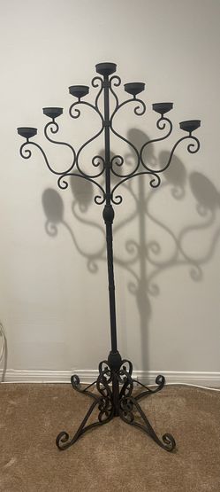 Vintage Tall Standing Wrought Iron Candelabra