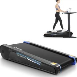 FUNMILY Smallest Walking Pad with Incline, 2 in 1 Under Desk Treadmill for Home Office, Mini Compact Treadmill, 2.5 HP Walking Treadmill 300lbs Weight