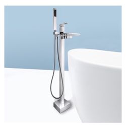 Brand New In Box 39-in Chrome 1-handle Freestanding Low-arc Bathtub Faucet with Hand Shower (Valve Included)