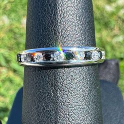 14k white gold Round Black & White 0.4CTW Diamond Ladies Anniversary Ring Wedding Band sz7