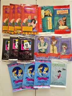 Lot of 16 NEW Sealed Disney trading card packs Cinderella Pocahontas Hunchback Anastasia