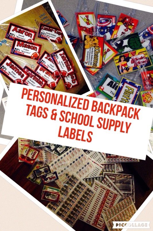 Personalized backpack tags and school supply labels!