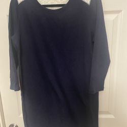 Gap Blue Long Sleeve Lace Dress, Medium