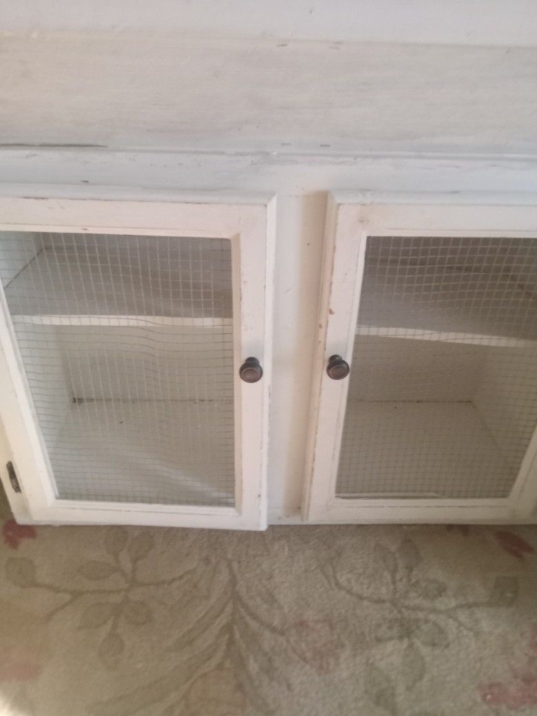 Glass Tile top Wire Door Cabonet With Shelf