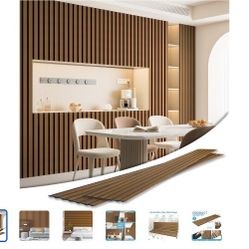 New Art3d Slim Slat Wall Panels. Stylish wood look design. Each panel is 104 inches long and 12 inches wide. Comes with 4 pieces. Lightweight and stur