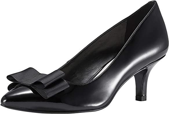 JENN ARDOR Women's Low Kitten Heel Pumps Pointed Closed Toe Slip On Bowknot Dress Party Wedding Shoes P.Black 6 M US Condition is New with box.