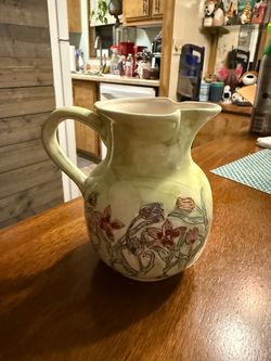 Ceramic Pitcher with Floral Design