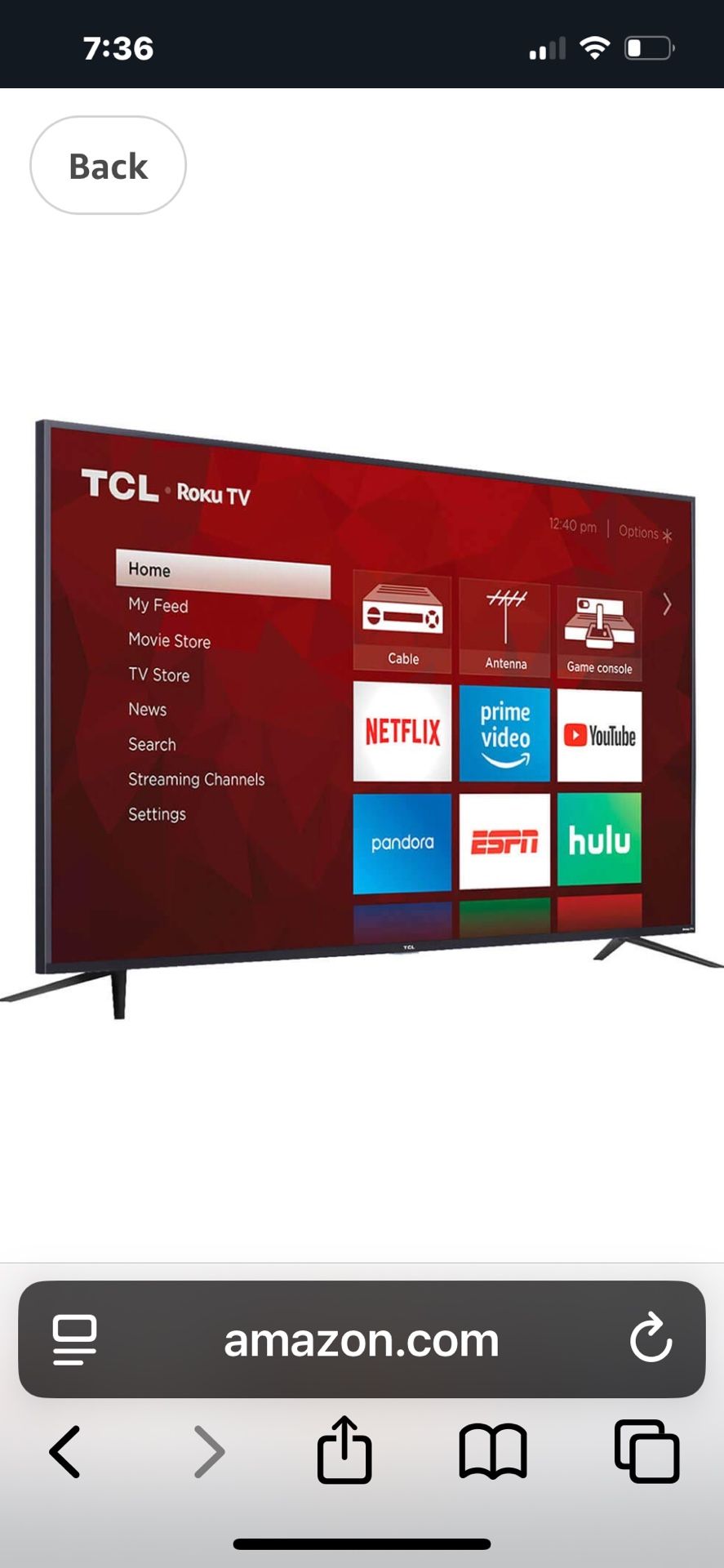 65” TV 4K ROKU TV HDR10