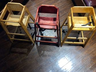 Wooden Restaurant High Chairs Set of 3