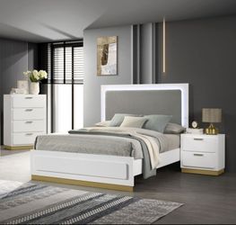 Led Lights Bedroom Set White Set New 3 Pcs