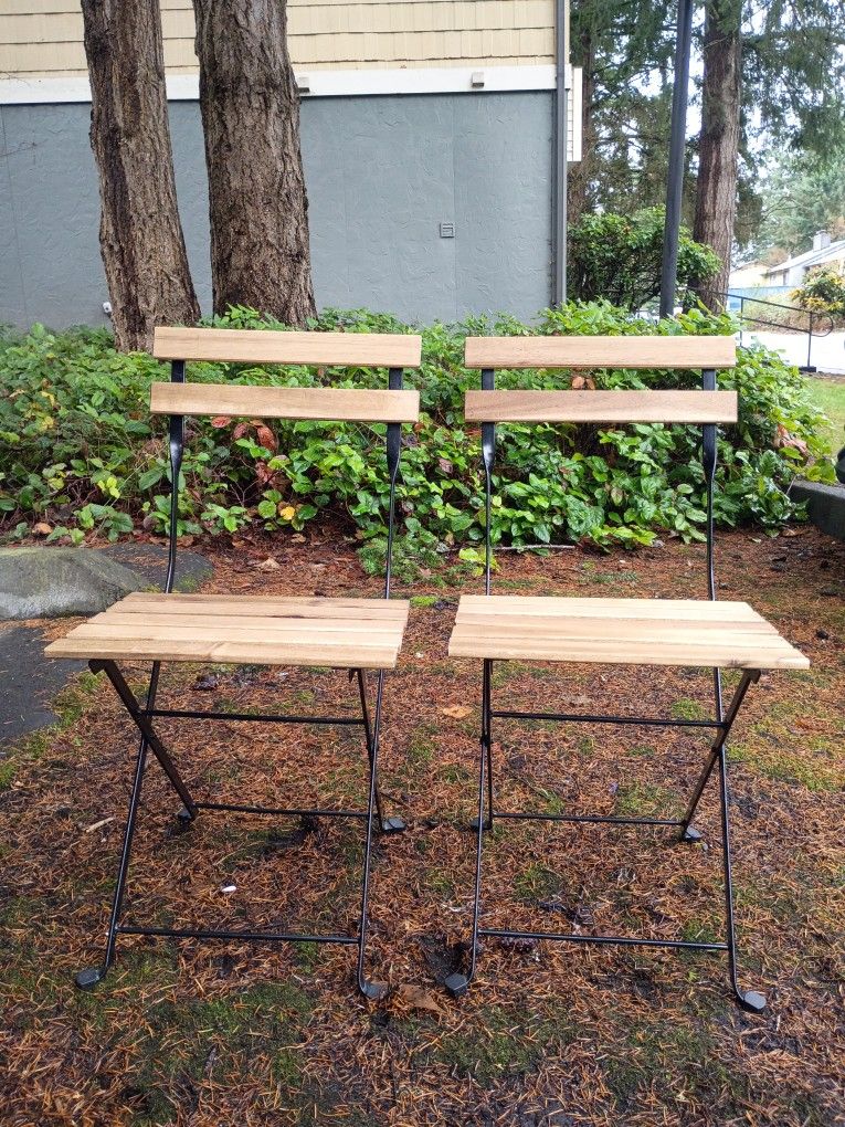 Folding Bistro Chair Acacia Wood Set