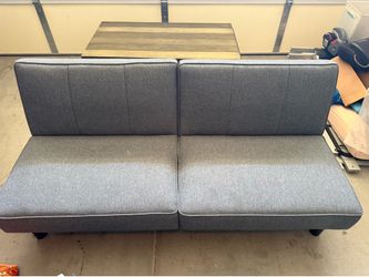 Futon, table, office/gaming chair, pink car, badminton, baby carrier