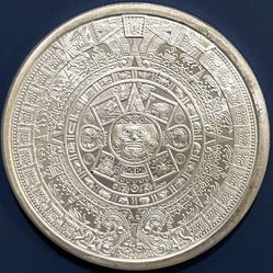 2 Oz Silver Aztec Calendar Round BU Mint Condition 