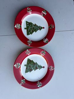 Christmas Tree Ceramic Plates Set of 2