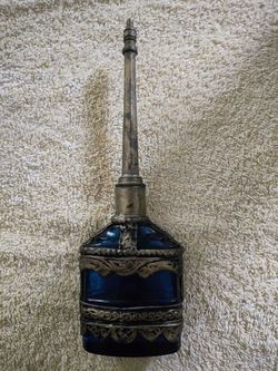 Moroccan Cobalt Blue Glass Perfume Bottle