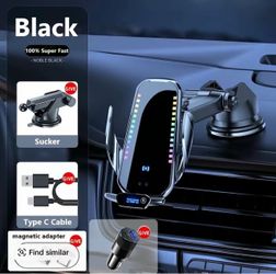 Wireless Car Phone Mount with RGB Lights