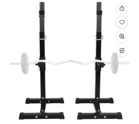 Black Steel Squat Rack Adjustable Barbell Free-press Bench, Black 550 lb