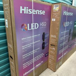 HISENSE 75” QLED SMART ROKU TV. 4K UHD NEW IN BOX! 2025 MODEL! PRICE FIRM DELIVERY AVAILABLE!