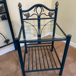 Forest Green and Bronze Nightstand 