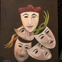 Painting Of Theater Masks approx 24x30”