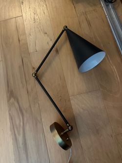 Mid Century Wall Sconce Lamp Black and Brass